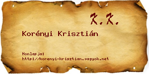 Korényi Krisztián névjegykártya