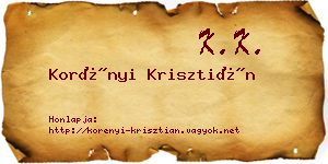 Korényi Krisztián névjegykártya